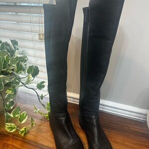 Cole Haan Women's Knee boots Black Leather with Side Zip